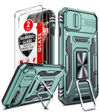 LeYi iPhone SE 3rd/ 2nd Generation Case: 7/8/ SE 2022 2020 Phone Cover with Slide Camera Cover+ 2pcs Tempered Glass Screen Protector, Full Body Case with Kickstand for SE