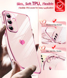 LeYi for Galaxy S24-FE Case: Tempered Glass Screen Protector 2 Pcs,Full Camera Lens Protection, Love Heart Plating Luxury Shockproof Phone Case Funda para