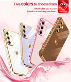 LeYi for Galaxy S24-FE Case: Tempered Glass Screen Protector 2 Pcs,Full Camera Lens Protection, Love Heart Plating Luxury Shockproof Phone Case Funda para