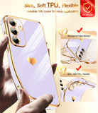 LeYi for Galaxy S24-FE Case: Tempered Glass Screen Protector 2 Pcs,Full Camera Lens Protection, Love Heart Plating Luxury Shockproof Phone Case Funda para