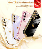 LeYi for Galaxy S24-FE Case: Tempered Glass Screen Protector 2 Pcs,Full Camera Lens Protection, Love Heart Plating Luxury Shockproof Phone Case Funda para