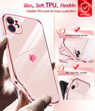 LeYi for iPhone-11 Phone Case: 2 Pack Screen Protector, Wireless Charging, Full Camera Lens Protection, Love Heart Plating Women Cute Luxury Shockproof Cover