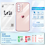 LeYi for Samsung Galaxy A17 5G Case with Full Camera Lens Protection,Love Heart Plating Girly Women Cute Luxury Soft TPU Shockproof Case
