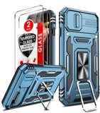 LeYi iPhone SE 3rd/ 2nd Generation Case: 7/8/ SE 2022 2020 Phone Cover with Slide Camera Cover+ 2pcs Tempered Glass Screen Protector, Full Body Case with Kickstand for SE