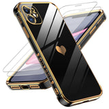LeYi for iPhone-11 Phone Case: 2 Pack Screen Protector, Wireless Charging, Full Camera Lens Protection, Love Heart Plating Women Cute Luxury Shockproof Cover