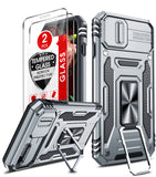 LeYi iPhone SE 3rd/ 2nd Generation Case: 7/8/ SE 2022 2020 Phone Cover with Slide Camera Cover+ 2pcs Tempered Glass Screen Protector, Full Body Case with Kickstand for SE