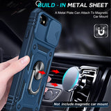 LeYi iPhone SE 3rd/ 2nd Generation Case: 7/8/ SE 2022 2020 Phone Cover with Slide Camera Cover+ 2pcs Tempered Glass Screen Protector, Full Body Case with Kickstand for SE