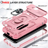 LeYi iPhone SE 3rd/ 2nd Generation Case: 7/8/ SE 2022 2020 Phone Cover with Slide Camera Cover+ 2pcs Tempered Glass Screen Protector, Full Body Case with Kickstand for SE