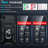 LeYi iPhone SE 3rd/ 2nd Generation Case: 7/8/ SE 2022 2020 Phone Cover with Slide Camera Cover+ 2pcs Tempered Glass Screen Protector, Full Body Case with Kickstand for SE