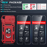 LeYi iPhone SE 3rd/ 2nd Generation Case: 7/8/ SE 2022 2020 Phone Cover with Slide Camera Cover+ 2pcs Tempered Glass Screen Protector, Full Body Case with Kickstand for SE