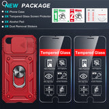 LeYi iPhone SE 3rd/ 2nd Generation Case: 7/8/ SE 2022 2020 Phone Cover with Slide Camera Cover+ 2pcs Tempered Glass Screen Protector, Full Body Case with Kickstand for SE