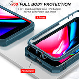 LeYi iPhone SE 3rd/ 2nd Generation Case: 7/8/ SE 2022 2020 Phone Cover with Slide Camera Cover+ 2pcs Tempered Glass Screen Protector, Full Body Case with Kickstand for SE