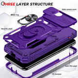 LeYi iPhone SE 3rd/ 2nd Generation Case: 7/8/ SE 2022 2020 Phone Cover with Slide Camera Cover+ 2pcs Tempered Glass Screen Protector, Full Body Case with Kickstand for SE