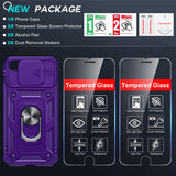 LeYi iPhone SE 3rd/ 2nd Generation Case: 7/8/ SE 2022 2020 Phone Cover with Slide Camera Cover+ 2pcs Tempered Glass Screen Protector, Full Body Case with Kickstand for SE