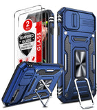 LeYi iPhone SE 3rd/ 2nd Generation Case: 7/8/ SE 2022 2020 Phone Cover with Slide Camera Cover+ 2pcs Tempered Glass Screen Protector, Full Body Case with Kickstand for SE