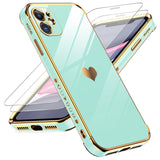 LeYi for iPhone-11 Phone Case: 2 Pack Screen Protector, Wireless Charging, Full Camera Lens Protection, Love Heart Plating Women Cute Luxury Shockproof Cover