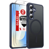 LeYi for Samsung Galaxy S25-FE Case: Compatible with Mag-Safe with Screen Protector, Military-Grade Matte Translucent Soft-Touch Skin Funda para S25FE S 25 FE