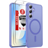 LeYi for Samsung Galaxy S25-FE Case: Compatible with Mag-Safe with Screen Protector, Military-Grade Matte Translucent Soft-Touch Skin Funda para S25FE S 25 FE