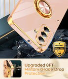 LeYi for Galaxy A17-5G Phone Case: 2 Pack Tempered Glass Screen Protector and 360¡ã Rotatable Ring Holder Magnetic Kickstand, Plating Rose Gold Edge para Samsung A 17 5G