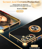 LeYi for Galaxy A17-5G Phone Case: 2 Pack Tempered Glass Screen Protector and 360¡ã Rotatable Ring Holder Magnetic Kickstand, Plating Rose Gold Edge para Samsung A 17 5G