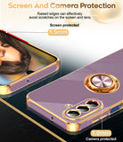 LeYi for Galaxy A17-5G Phone Case: 2 Pack Tempered Glass Screen Protector and 360¡ã Rotatable Ring Holder Magnetic Kickstand, Plating Rose Gold Edge para Samsung A 17 5G