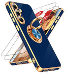 LeYi for Samsung Galaxy S25-FE Case: 2 Pack Screen Protector and 360¡ã Rotatable Ring Holder Magnetic Kickstand, Plating Rose Gold Edge Cell Basic Funda para S25FE