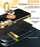 LeYi for Samsung Galaxy S25-FE Case: 2 Pack Screen Protector and 360¡ã Rotatable Ring Holder Magnetic Kickstand, Plating Rose Gold Edge Cell Basic Funda para S25FE