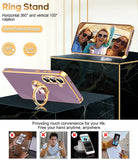 LeYi for Samsung Galaxy S25-FE Case: 2 Pack Screen Protector and 360¡ã Rotatable Ring Holder Magnetic Kickstand, Plating Rose Gold Edge Cell Basic Funda para S25FE
