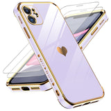 LeYi for iPhone-11 Phone Case: 2 Pack Screen Protector, Wireless Charging, Full Camera Lens Protection, Love Heart Plating Women Cute Luxury Shockproof Cover