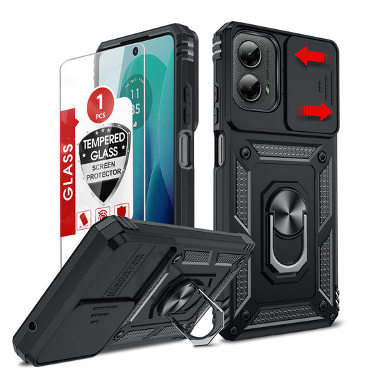 LeYi for Motorola Moto G 5G 2024 Case: with Slide Camera Cover and Screen Protector, Heavy Duty Shockproof Rugged Cell Phone Cover with Magnetic Ring Kickstand Funda para Moto G 2024 Case