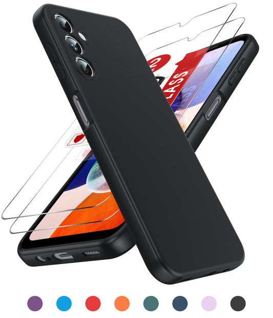 LeYi for Galaxy A14 5G Phone Cases, Samsung A14 5G Phone Cover with Tempered Glass Screen Protectors, Soft Silicone Ultra Slim Shockproof Cover with Anti-Scratch Microfiber Lining A 14 Case