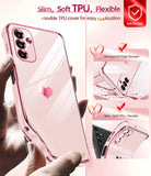 LeYi for Galaxy A13-5G Phone case: [2 Pcs] Screen Protector, for Women Girl Love Heart Luxury Cute Plating Soft TPU Girly Shockproof case