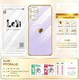 LeYi for Galaxy A13-5G Phone case: [2 Pcs] Screen Protector, for Women Girl Love Heart Luxury Cute Plating Soft TPU Girly Shockproof case