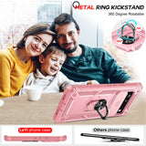 LeYi for Google Pixel 6 Case: Slide Camera Cover + [2 Packs] Tempered Glass Screen Protector, Full Body Military-Grade Heavy Duty Shockproof Ring Holder Stand Case