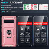 LeYi for Google Pixel 6 Case: Slide Camera Cover + [2 Packs] Tempered Glass Screen Protector, Full Body Military-Grade Heavy Duty Shockproof Ring Holder Stand Case