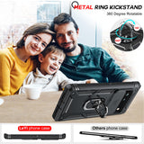 LeYi for Google Pixel 6 Case: Slide Camera Cover + [2 Packs] Tempered Glass Screen Protector, Full Body Military-Grade Heavy Duty Shockproof Ring Holder Stand Case