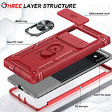 LeYi for Google Pixel 6 Case: Slide Camera Cover + [2 Packs] Tempered Glass Screen Protector, Full Body Military-Grade Heavy Duty Shockproof Ring Holder Stand Case
