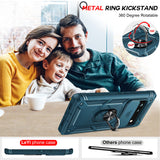 LeYi for Google Pixel 6 Case: Slide Camera Cover + [2 Packs] Tempered Glass Screen Protector, Full Body Military-Grade Heavy Duty Shockproof Ring Holder Stand Case