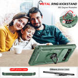 LeYi for Google Pixel 6 Case: Slide Camera Cover + [2 Packs] Tempered Glass Screen Protector, Full Body Military-Grade Heavy Duty Shockproof Ring Holder Stand Case