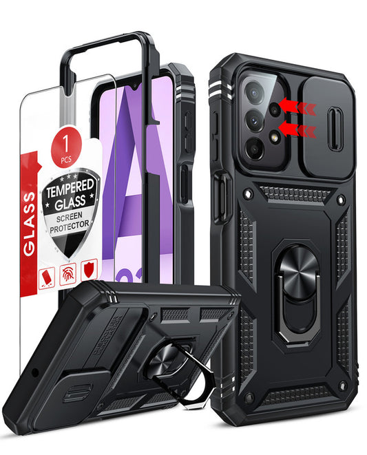 LeYi Samsung A23 Phone Case: [Screen Protector], Slide Camera Cover & Kickstand, Military-Grade Protection