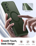 LeYi for Samsung Galaxy S21-FE Case: Compatible with Mag-Safe with Screen Protector, Military-Grade Matte Translucent Soft-Touch Skin Funda para S21FE S 21 FE