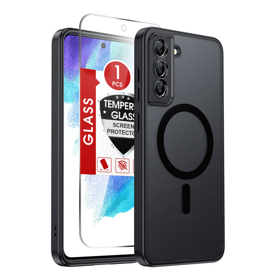 LeYi for Samsung Galaxy S21-FE Case: Compatible with Mag-Safe with Screen Protector, Military-Grade Matte Translucent Soft-Touch Skin Funda para S21FE S 21 FE