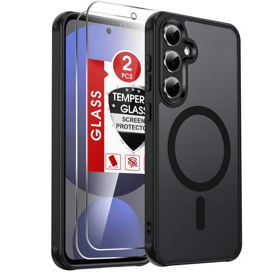 LeYi for Samsung Galaxy S24-FE Case: Compatible with Mag-Safe with Screen Protector, Military-Grade Matte Translucent Soft-Touch Skin Funda para S24FE S 24 FE