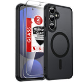 LeYi for Samsung Galaxy S24-FE Case: Compatible with Mag-Safe with Screen Protector, Military-Grade Matte Translucent Soft-Touch Skin Funda para S24FE S 24 FE