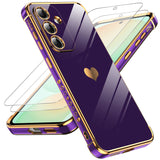 LeYi for Samsung Galaxy S25-FE Case: Screen Protector [2 Pcs] + Full Camera Lens Protection,Love Heart Plating Luxury Cell Android Basic Funda para S25FE S 25 FE