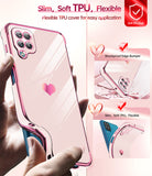 LeYi for Samsung Galaxy A12 Phone case: with Tempered Glass Screen Protector [2 Pcs]+ Full Camera Lens Protection, Plating Love Heart Luxury Cute Soft TPU Protective Case
