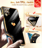 LeYi for Samsung Galaxy A12 Phone case: with Tempered Glass Screen Protector [2 Pcs]+ Full Camera Lens Protection, Plating Love Heart Luxury Cute Soft TPU Protective Case