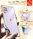 LeYi for Samsung Galaxy A12 Phone case: with Tempered Glass Screen Protector [2 Pcs]+ Full Camera Lens Protection, Plating Love Heart Luxury Cute Soft TPU Protective Case