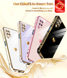 LeYi for Samsung Galaxy A12 Phone case: with Tempered Glass Screen Protector [2 Pcs]+ Full Camera Lens Protection, Plating Love Heart Luxury Cute Soft TPU Protective Case