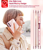 LeYi for Galaxy A14-5G Phone Case: Screen Protector [2 Pcs]+ Full Camera Lens Protection, Love Heart Plating Girly Luxury Shockproof Cell Cover Basic